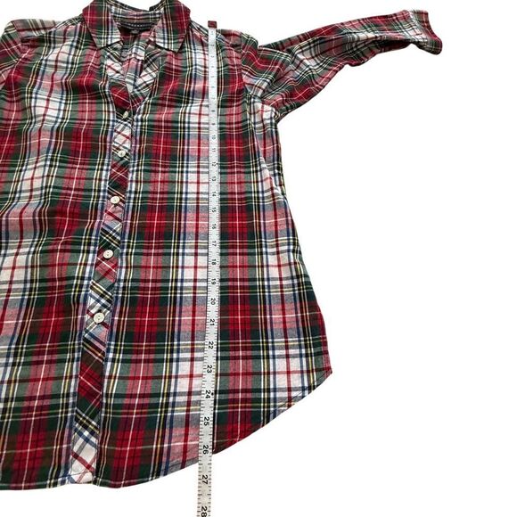 Foxcroft Shaped Fit Red Plaid Long Sleeve Button Down Shirt size 4 - Picture 5 of 7